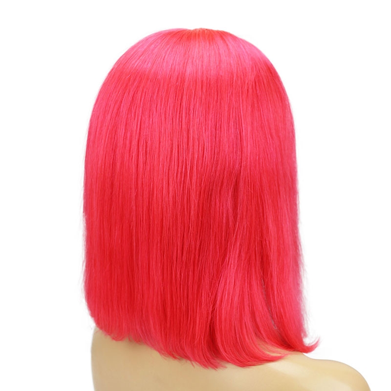 Light Red 13x6 Bob Lace Front Wig With Baby Hair Middle Deep Part Brazilian Remy Hair Wig Pre Plucked Natural Hair Line Hidden Knots - Image 4