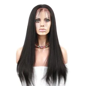 Alternative view of Glueless Silk Top Full Lace Wigs Affordable Human Natural Black Light Yaki Brazilian Remy Hair Silk Base Human Hair Wigs