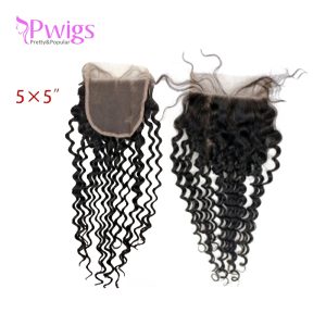 Curly 5x5 Lace Closure Unprocessed Brazilian Human Hair With Bundles Free Part for Black Women Natural Black - Image 4