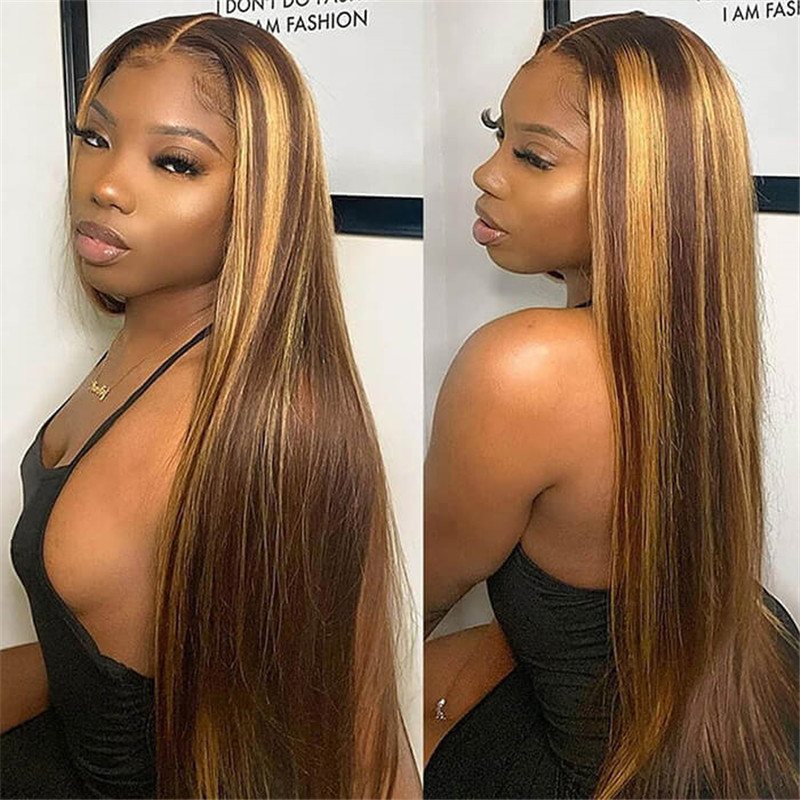 4/27 Highlight Hd Lace Front Wigs Ombre Oreo Straight Human Hair Pre Plucked Natural Hairline - Image 3
