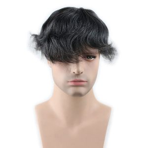Pwigs Hair Replacement for Men Thin Skin Toupee Mono Lace Top Men's Hair Pieces Replacement System 1B Mixed 20%Grey Hair Men's Wig 10x8inch - Image 3