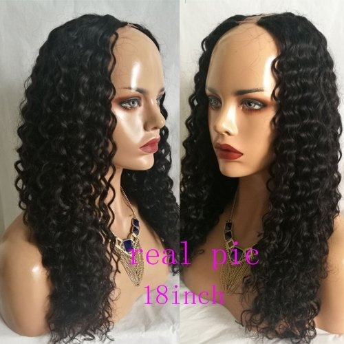 U Part Wigs Unprocessed Peruvian Human Hair For Black Women Deep Wave U Part Wig Natural Color - Image 3