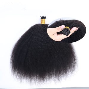 Kinky Straight I Tip Human Hair Extension 1G Per Strand 100Standard Keratin Hair Extensions For Black Woman
