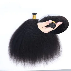 Kinky Straight I Tip Human Hair Extension 1G Per Strand 100Standard Keratin Hair Extensions For Black Woman