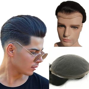 Mens Toupee HD Hair Replacement SystemsSwiss Lace 100%Human hair All by Hand Tied