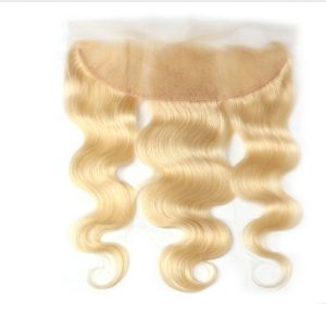 Alternative view of Peruvian Human Hair 613 Blonde Lace Frontal Closure Free Part Body Wave 13x4 Ear to Ear Swiss Lace Bleached Knots