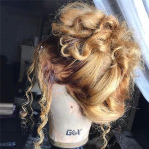 Loose Wave 13x4 Highlighted Lace Frontal Wig Brazilian Remy 4/27 Honey Blonde Lace Front Wigs Highlight Colored Human Hair Wigs - Image 4