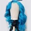 Real Human Hair Body Wave Ocean Blue Lace Front Wigs