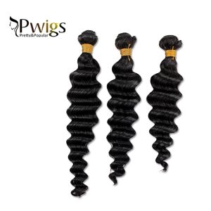 Remy Hair Deep Wave 13x6 Lace Closure With 3pcs Bundles Extensions Nature Human Hair - Image 3