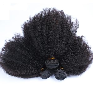 3 Bundles Mongolian Afro Kinky Curly Weave Human Hair Extensions Honey Products Non Remy Natural Color Hair Weaving Bundles 3Pcs/Lot - Image 5