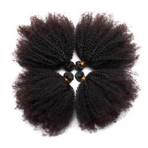8A Grade 3pcs Lot Mongolian Afro Kinky Curly Human Hair Weaves Natural Black Afro Hair Bundles fast shipping - Image 3