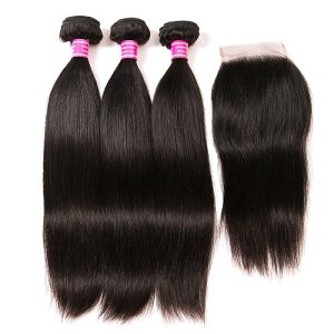 PeruvianHair 3 Bundles With Closure Unprocessed Malaysian Straight Human Hair Bundles With Lace Closure Free Part Hair Extensions - Image 5