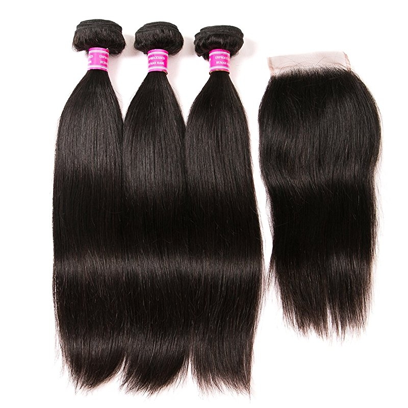 PeruvianHair 3 Bundles With Closure Unprocessed Malaysian Straight Human Hair Bundles With Lace Closure Free Part Hair Extensions - Image 5