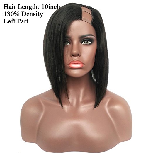 Short Bob Human Hair Wigs for Black Women Straight U Part Wig Left Part 1x4 Opening Size Brazilian Remy Hair Natural Color - Image 2