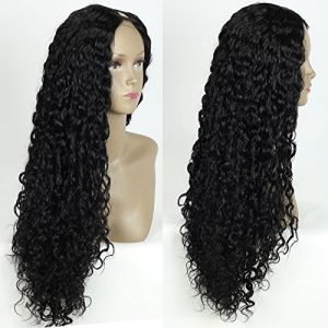 Alternative view of Unprocessed Curly U Part Malaysian Human Hair Wig U part Wigs for Black Women Left Side Parting 1''x4'' inches Natural Color