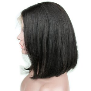 Lace Front Wigs Glueless Brazilian Remy Human Hair Short Straight Bob Wig for Black Women with Baby Hair Bleached Knots Natural Black Color 12inch - Image 4