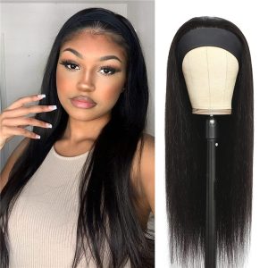 Alternative view of Human Hair Headband Wigs 20 Inch Straight Hair Headband Wigs for Black Women Human Hair Glueless None Lace Front Straight Headband Wigs