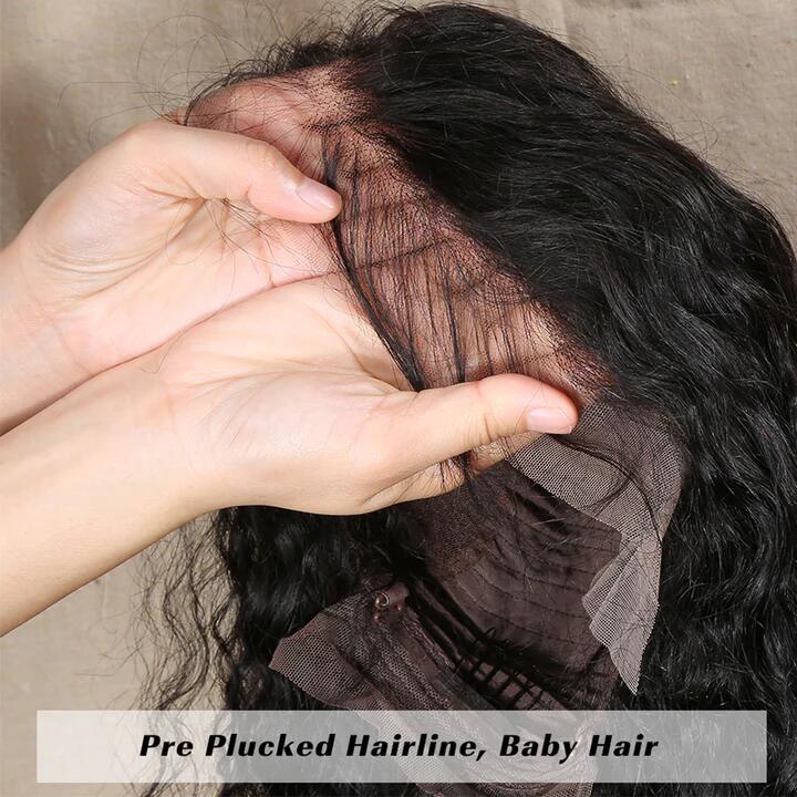 Water Wave 13*4 Lace Frontal Wigs Human Hair Pre Plucked Real Hd Lace Wig 150% Density 13X6 Lace Front Wigs Natural Black Water Wave Human Hair Wig With Baby Hair - Image 3