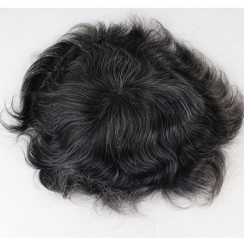 Pwigs Hair Replacement for Men Thin Skin Toupee Mono Lace Top Men's Hair Pieces Replacement System 1B Mixed 20%Grey Hair Men's Wig 10x8inch - Image 14