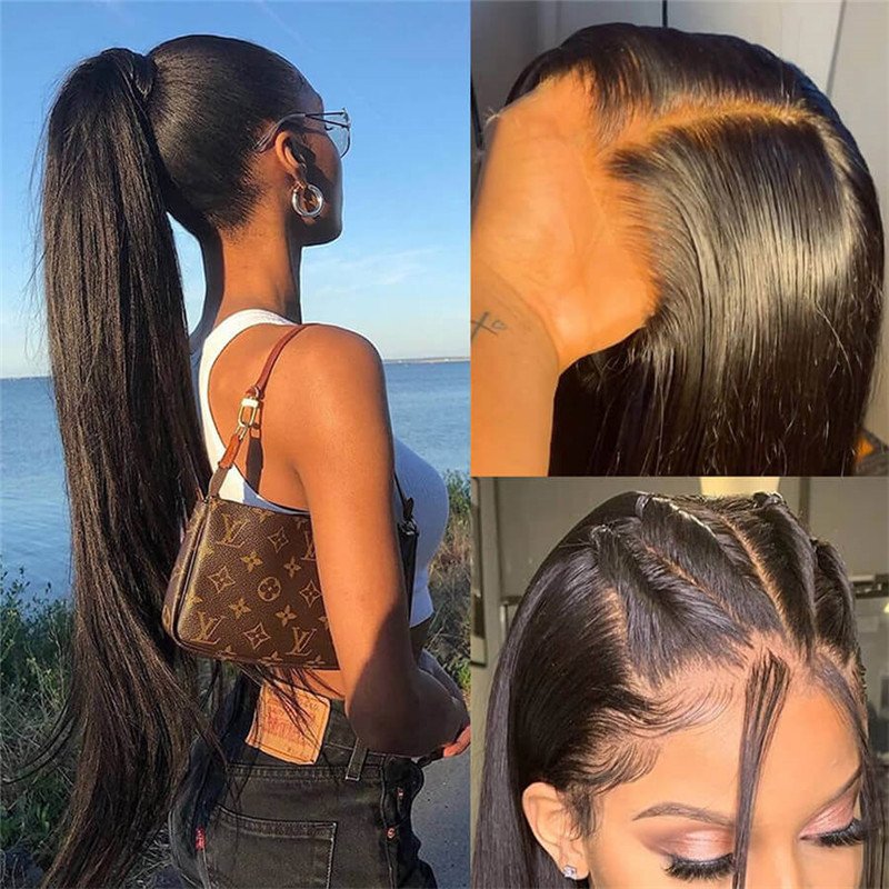 Straight Hair Pre-Plucked 360 Lace Frontal Wigs Human Hair 150%-180% Density 30 Inch - Image 4