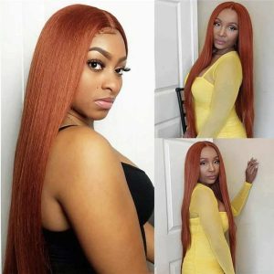 Straight Lace Front Wig Colored Human Hair Wigs Ginger Orange Lace Front Human Hair Wigs For Women 28Inch Brazilian Ombre Wigs - Image 5