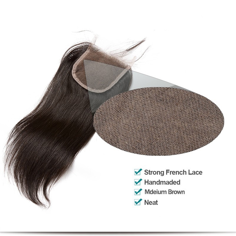 Affordable Peruvian Silk Straight Three Part Lace Closure 4x4 inchs Natural Color - Image 2