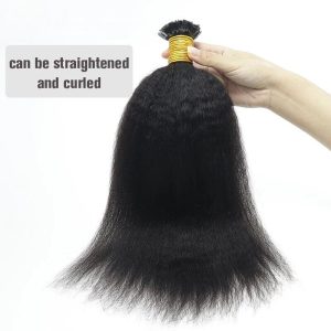 K Tip Hair Extensions Human Hair Kinky Straight Virgin Indian Human Hair Bundles K Flat Fusion Microlinks Hair Extensions For Black Women - Image 3