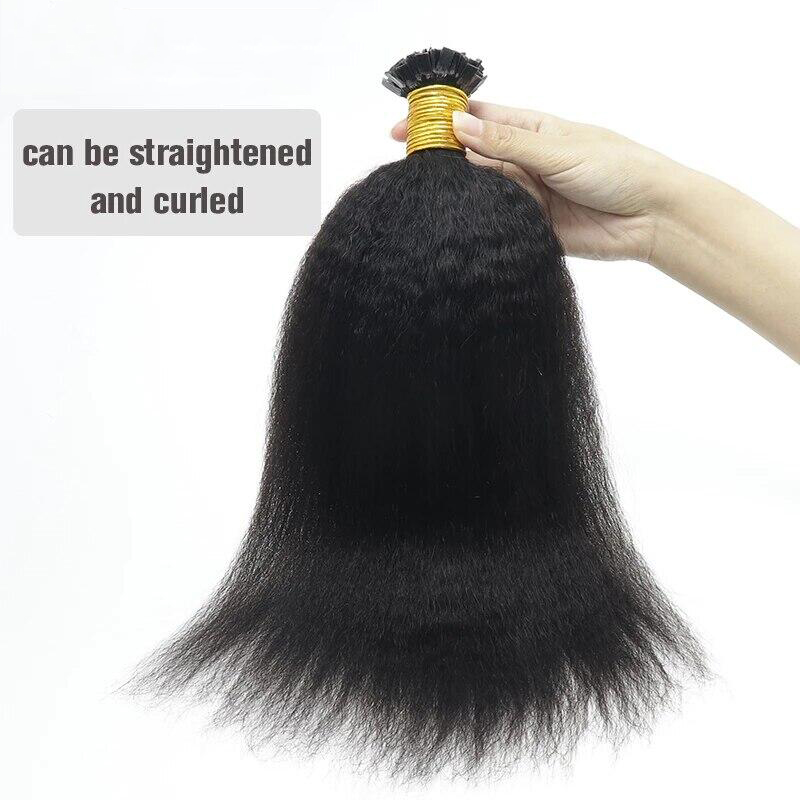 K Tip Hair Extensions Human Hair Kinky Straight Virgin Indian Human Hair Bundles K Flat Fusion Microlinks Hair Extensions For Black Women - Image 3
