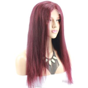 99j Ombre Color Straight Human Hair Brazilian Human Hair with Baby Hair Lace Wig for Black Women - Image 3