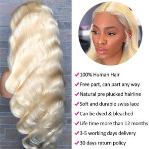 613 Blonde Color Body Wave Wig 13*4 Hd Transparent Lace Frontal Human Hair Wigs For Women - Image 3