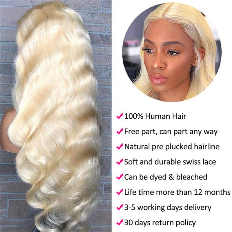 613 Blonde Color Body Wave Wig 13*4 Hd Transparent Lace Frontal Human Hair Wigs For Women - Image 3