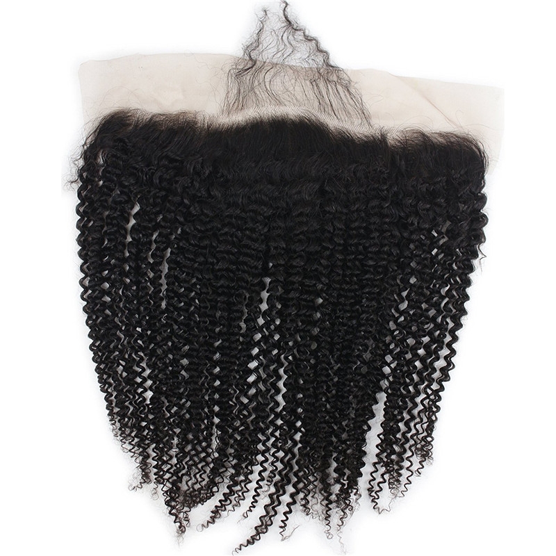 13x4 Lace Frontal Closure Kinky Curly Full Lace Front Closure Free Part Unprocessed Malaysia Human Hair Extension Ear to Ear Lace Closures Natural Color (10 inch) - Image 3