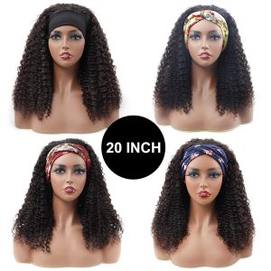 Alternative view of Headband Human Hair Wigs 180% Density Water Wave Curly None Lace Front Wigs for Black Women Glueless Deep Wave Machine Made Wigs