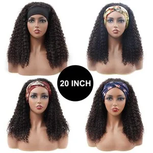Alternative view of Headband Human Hair Wigs 180% Density Water Wave Curly None Lace Front Wigs for Black Women Glueless Deep Wave Machine Made Wigs