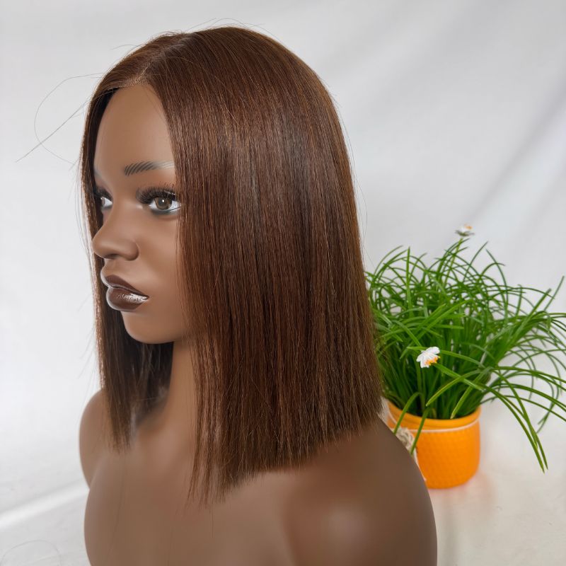 2x6 Lace Part Bob Wigs 12A Cambodian Bob Human Hair Wigs 200% Density Straight Short Bob Wigs 33# Rich Copper Red - Image 9