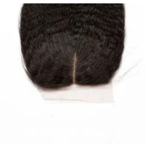 Alternative view of Natuural Color Kinky Sraight Brazalian Remy Hair Silk Base Lace Closure 4x4inchs For Sale