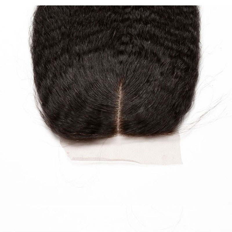 Natuural Color Kinky Sraight Brazalian Remy Hair Silk Base Lace Closure 4x4inchs For Sale - Image 2