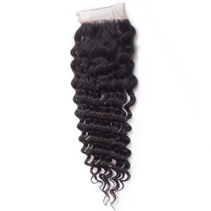 Brazilian Deep Wave Remy Hair 4x4 Lace Closure with Bundles, Unprocessed Human Hair Extensions Natural Color - Image 5