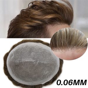 Pwigs Hairpiece 0.06Mm Invisible Thinnest Thin Skin Stock Mens Toupee Super Thin Skin Transparent Poly Hair System 32Mm Slight Wave - Image 3