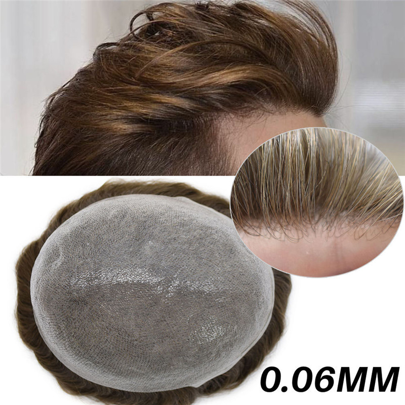 Pwigs Hairpiece 0.06Mm Invisible Thinnest Thin Skin Stock Mens Toupee Super Thin Skin Transparent Poly Hair System 32Mm Slight Wave - Image 3