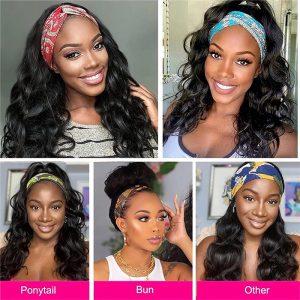 Headband Wigs for Black Women Body Wave Headband Wig Human Hair Wigs Brazilian Virgin Hair Machine Made Wigs Headband Wig 150% Density - Image 5