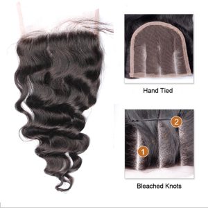 Transparent HD Swiss Thinner lace 5x5 Lace Closure With Baby Hair Loose Wave Brazilian Remy Hair Human Hair Bleached Knots Closure - Image 5