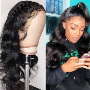 Alternative view of Natural 360 Lace Frontal Wigs Pre Plucked With Baby Hair Body Wave Brazilian Human Hair Wig