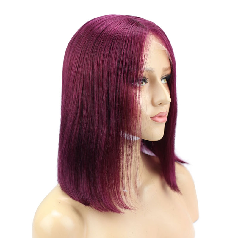 13x6 Short Bob Lace Front Wigs Human Hair Middle Part Deep Brazilian Human Hair Glueless Wigs Baby Hair - Image 2