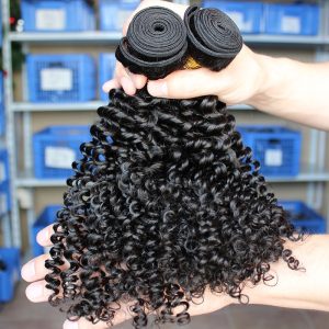 Affordable Kinky Curly Hair Weave Indian Remy Human Hair Natural Color 3 Bundle Deals - Image 3
