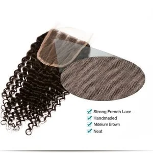 Alternative view of Affordable Peruvian Remy Hair Kinky Curly Free Part Lace Closure 4x4inches Natural Color