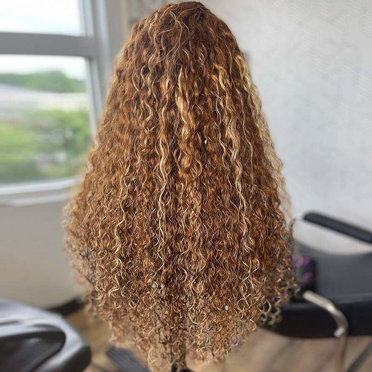 Deep Curly Highlight Hd Lace Front Human Hair Wigs Pre Plucked 13x4 Lace Front Wigs 150% - Image 3