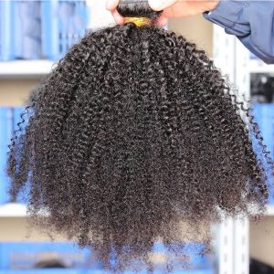 8A Grade 3pcs Lot Mongolian Afro Kinky Curly Human Hair Weaves Natural Black Afro Hair Bundles fast shipping - Image 2