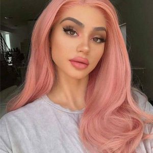 28inch Straight Leather Pink Beauty Human Hair Ombre Wigs Malaysia Remy Hair Lace Front Wigs For Women Colored Lace Front Wig - Image 4