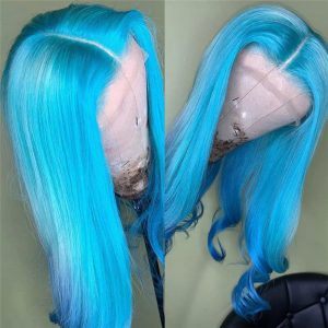 150% Density Light Blue Wig Lace Front Wigs Pre Plucked Lace Front Human Hair Wigs For Black Women Colored Blue Brazilian Wigs - Image 3